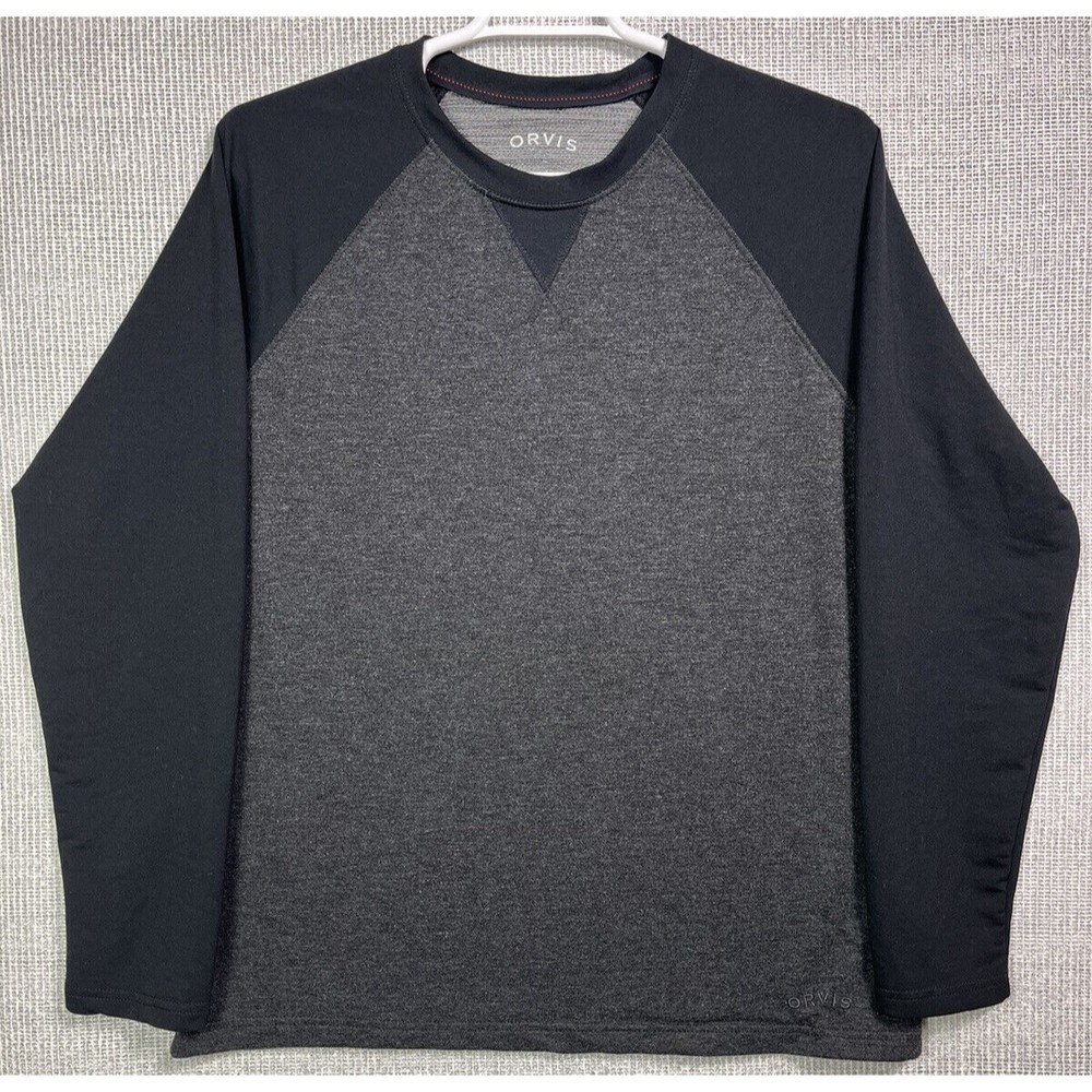 Orvis Classic Collection Crewneck Gray Outdoor Raglan Long Sleeve Shirt Size XL